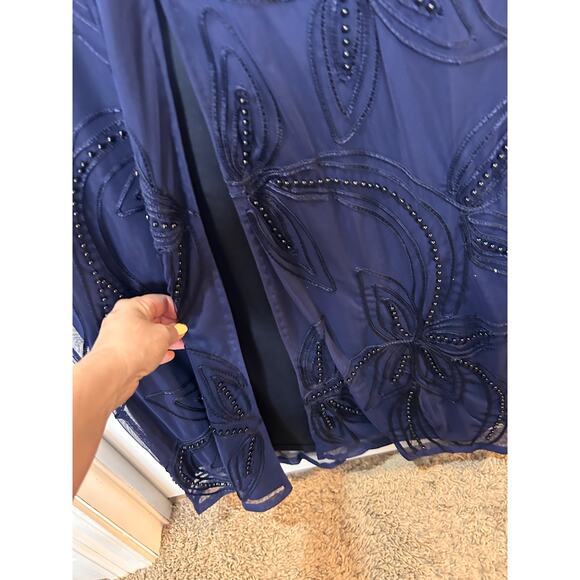 JS Collections Women's Pearl Beaded Soutache Column Gown Formal Blue Size 10 - Picture 10 of 16